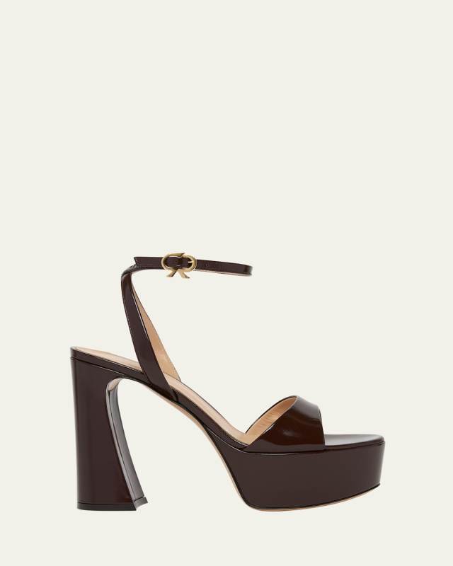 Nuit Leather Ankle-Strap Platform Sandals